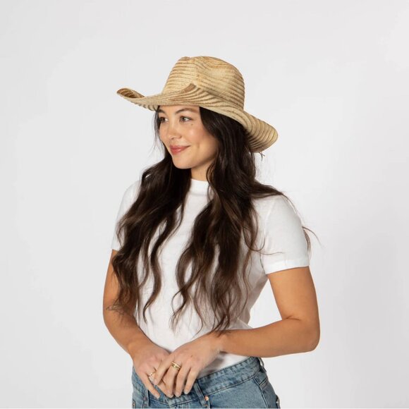 San Diego Hat Company Elena Cowboy with Rolled Wire Brim Edges in Toast main image 9